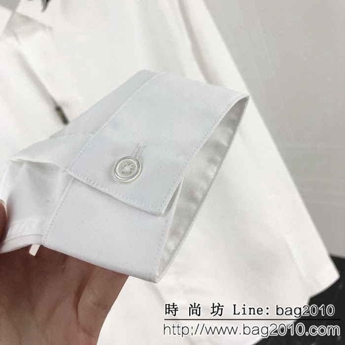 Dior迪奧 經典系列 19ss男士長袖襯衣 領邊火焰紋章印花 高端系列 高密度府綢面料 簡約百搭款 ydi2370